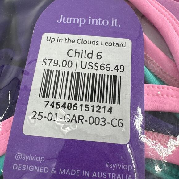 Sylvia P Girls Up In The Clouds Leotard Size 6 - Picture 3 of 9
